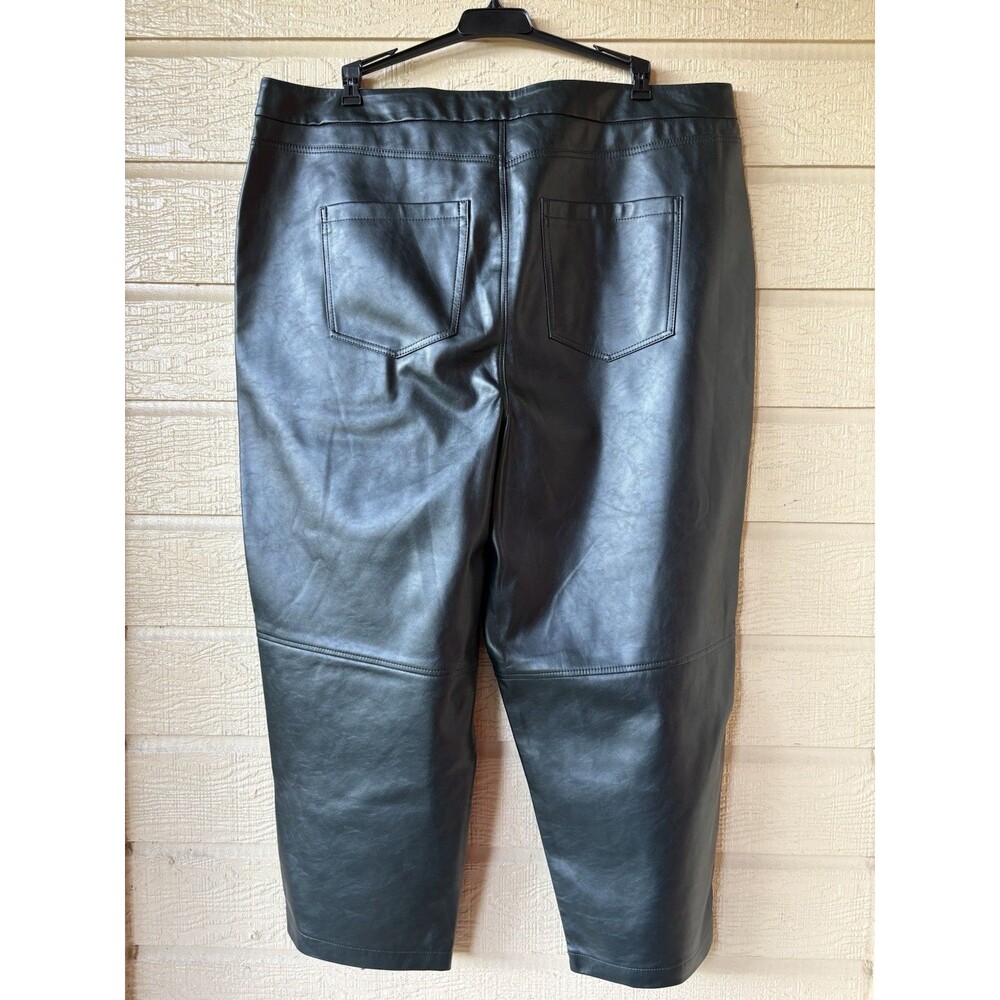 BLANK NYC womens The Baxter Faux Leather Pants size 24W Dark Green 27" inseam - Picture 6 of 9